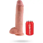 King Cock 11 - Saugnapf-Dildo mit Hoden (28cm) - Natur