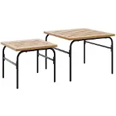 vidaXL Outdoor-Satztische 2 Stk. Braun und Schwarz Stahl