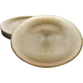 MamboCat 6x Kairo Gold Speiseteller Glas 6 Personen Essteller groß Relief