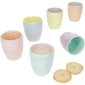MamboCat 6er Set Pastello Mokkabecher ohne Henkel 150ml 6 Pers Matcha Tasse