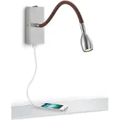 Knapstein LED-Wandleuchte ASTA Nickel matt/braun 21.840.56 4250035822146