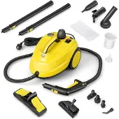 Coast Dampfreiniger 2000W, mobile Reinigungsmaschine mit 1,8 L Tank und 13 Zubehörsätze, Dampfbesen für Teppiche, Fenster, Glas und Vorhänge, Gelb