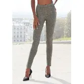 LASCANA Leggings in greige kariert | Gr.: 48/50