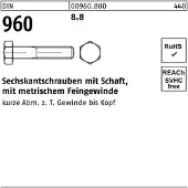 FAST-X Sechskantschraube DIN 960 m.Schaft M 24 x2 x120 8.8