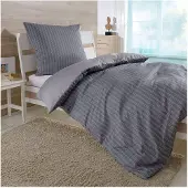 Bettwaren-Shop Satin Bettwäsche Eternity Combo schiefer 200x200 cm + 2x 80x80 cm