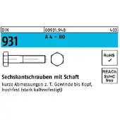 Industrial Quality Supplies Sechskantschraube DIN 931 m.Schaft M 10 x 120 A 4 - 80