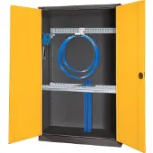 C+P Modul-Sportgeräteschrank "Grundausstattung" mit Vollblech-Flügeltüren, HxBxT 195x120x50 cm, Ergo-Lock Muldengriff, Verkehrsgelb (RAL 1023), Anthrazit (RAL 7021), Gleichschließung