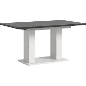 Ebuy24 Motion Esstisch Doppelsäulenfuß 90x150/190cm inkl. 1 Einlegeplatte grau, weiß.