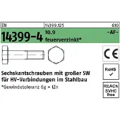 August Sechskantschraube EN 14399-4 M 22 x 100 10.9 feuerverzinkt