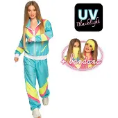 Muovijalelu Damen-Trainingsanzug "Eighties", türkis/neongrün/pink