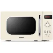 Comfee CMSRO 20 di cr Mikrowelle im Retro-Stil / Retro-Mikrowellenherd mit 8 Auto-Menüs, 5 Kochleistungsstufen, Express-Kochtaste,Express-Kochtaste, 20L, 800W, Apricot Cream
