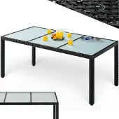 Casaria Gartentisch Polyrattan 190x90x75cm Schwarz
