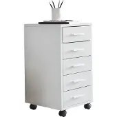 FineBuy Rollcontainer Holz Rollen Standcontainer 33x63x38cm Weiss Schreibtischcontainer