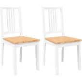 vidaXL Esszimmerstühle 2 Stk. Weiß Massivholz Gummibaum