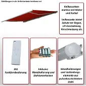 Mendler Elektrische Kassettenmarkise H124, Markise Vollkassette 5x3m Acryl Grau/Weiß