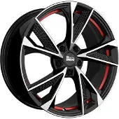 Mam 16 Zoll Alufelge MAM WHEELS RS6 16"x7.00" 5x120 PCD ET35 72.6mm Felge Schwarz Rot Frontpoliert