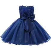 Northix Abendkleid mit Schleife und Blumen - Blau (140)