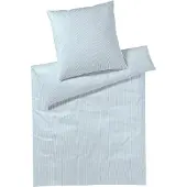 Elegante Mako-Satin Bettwäsche Hamburger Streifen 155x200 cm + 80x80 cm blau