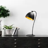 Opviq , Hochwertige Tischlampe, Schwarz und Gold, 25 x 25 x 54 cm | Metallkörper, E14 Fassung, Max 40 W, IP20 | Elegantes, industrielles Design für moderne Räume.
