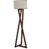 Opviq , Maçka Ceviz Lambader Silindir Finli Krem Erkametli, Stehlampe, Holzkörper, Nussbaum, 45 x 45 x 150 cm