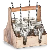 Zeller Present Gläser-Set in praktischer Holzkiste zum Tragen