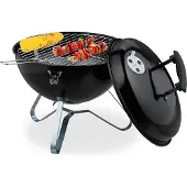 Relaxdays Kugelgrill, tragbar, Ø 37 cm, Picknickgrill für Garten & Park, Holzkohlegrill mit Deckel, Rundgrill, schwarz