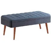 Homitis Aufbewahrungsbank "Vina" in Dunkelblau/ Braun - (B)90 x (H)40 x (T)39 cm - onesize