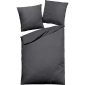 TRAUMSCHLAF Uni Melange Flanell Bettwäsche Classic Kissenbezug einzeln 40x80 cm anthrazit
