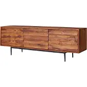 FineBuy HiFi Lowboard FB51426 Sheesham Massivholz Landhaus TV Kommode 147x50x38cm Fernsehschrank Unterschrank mit 3 Türen Fernsehtisch Ablagefach