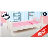Small Foot Holzpuppenbett mit Bettwäsche 50 cm weiß / rosa
