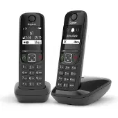 Gigaset AS690 DUO, Analoges/DECT-Telefon, Kabelloses Mobilteil, Freisprecheinrichtung, 100 Eintragungen, Anrufer-Identifikation, Schwarz