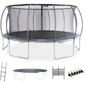 Sweeek - Trampolin 490cm, internes Sicherheitsnetz und Zubehör - Grau
