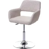 MCW Esszimmerstuhl MCW-A50 III, Stuhl Küchenstuhl, Retro 50er Jahre, Stoff/Textil creme/grau, Chromfuß