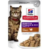 Hill's Pet Nutrition Adult Sensitive Stomach & Skin mit Truthahn Katzen-Nassfutter (Beutel)