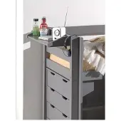 Vipack Kinderregal "Pino, mit 2 Metallhaken, zum Anhängen am Bett", grau, B:79,3cm H:9cm T:21,2cm, Massivholz, Regale, Kinderregal, eine praktische Ergänzung zum Bett, 3 Farben