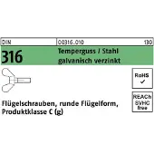 FAST-X Flügelschraube DIN 316 M 4 x 20 Temperguss/Stahl galvanisch verzinkt