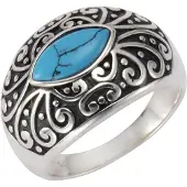 Zeeme Ring 925/- Sterling Silber Türkis türkis Glänzend ZEEme Weiß