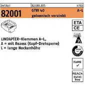 Lindapter Klemmen R 82001 GTW 40 LM 12 / 9,5 galvanisch verzinkt