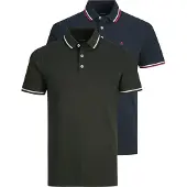 Jack & Jones JACK&JONES Herren Poloshirts, 2er Pack - JJEPAULOS POLO 2PK, Kurzarm, einfarbig, Baumwolle