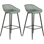 Idimex Barhocker IREK olivgrün Retro-Design, bequemer Tresenhocker im 2er Pack, praktischer Bistrostuhl aus Kunststoff