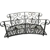 HTI Gartenbrücke Metall Fleur de Lis Vintagedesign Rostpatina 122x60x56 cm