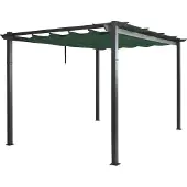 Mendler Aluminium Pergola MCW-N93, Gartenpavillon Pavillon Garten, stabiles 8cm-Gestell Schiebedach UV50+ 3x4m grün