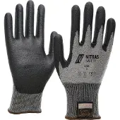 Nitras TAEKI Schnittschutzhandschuhe, TAEKI-Spezialgarn, grau, PU-Beschichtung, schwarz (Farbcode: 1