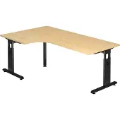 Hjh OFFICE PRO MEGA 82 S - Holz C-Fuß Silber 200 x 120 Ahorn/Silber höhenverstellbar