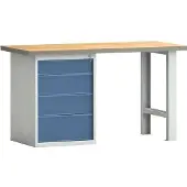 Klw-lutz Betriebseinrichtungen Werkbank PW700 B1500xT700xH840mm Buche Multiplex lichtgrau/brillantblau 4Schubl.