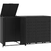 vidaXL Mülltonnenbox für 3 Tonnen Schwarz 207x79x117 cm Stahl