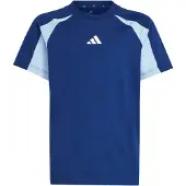 Adidas Junior Junge Saisonale Essentials Farbblock T Shirt Dark Blue/Glow Blue/Weiß