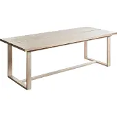 Beliani Gartentisch Hellbraun aus Akazienholz 230 x 100 cm Rechteckig für 6 Personen Rustikaler Stil Outdoor Gartenmöbel