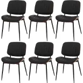 Mendler 6er-Set Esszimmerstuhl MCW-O44, Küchenstuhl Stuhl, Bugholz Kunstleder MVG Walnuss-Optik, schwarz