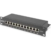 Digitus CAT 6, Klasse E Patch Panel, geschirmt, schwarz, RJ-45, Schwarz, Galvanisiertes Stahl, SECC, Rackeinbau, 1U, 280 mm
